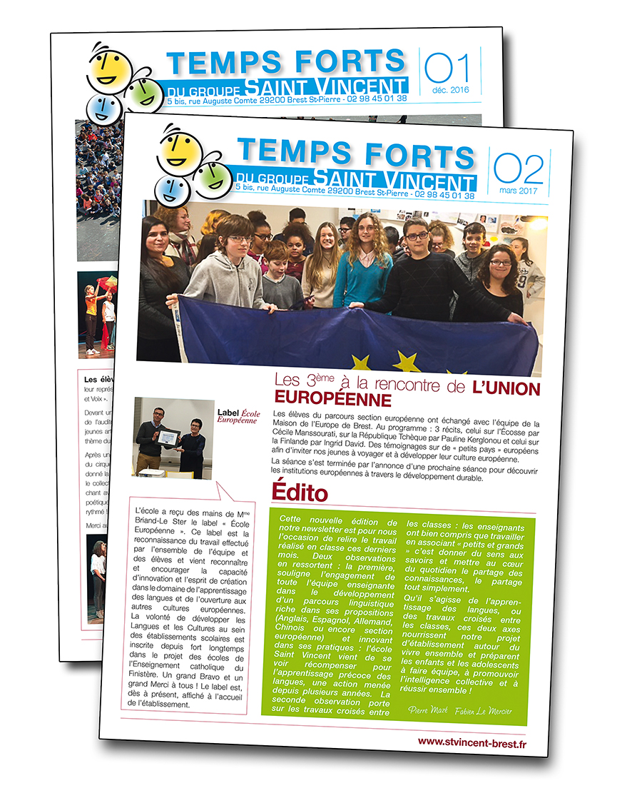 Newsletters de l'école St Vincent, à Brest